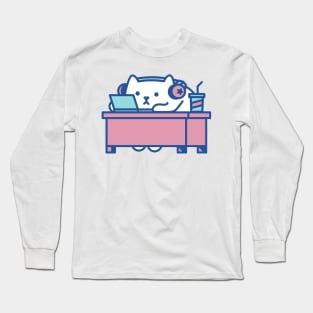 Desk Cat Long Sleeve T-Shirt